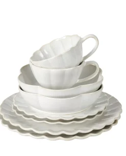 Dahlia Flower Plato Hondo Blanco
