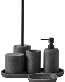 Moon Cepillo Wc En Soporte Negro, Gris Oscuro