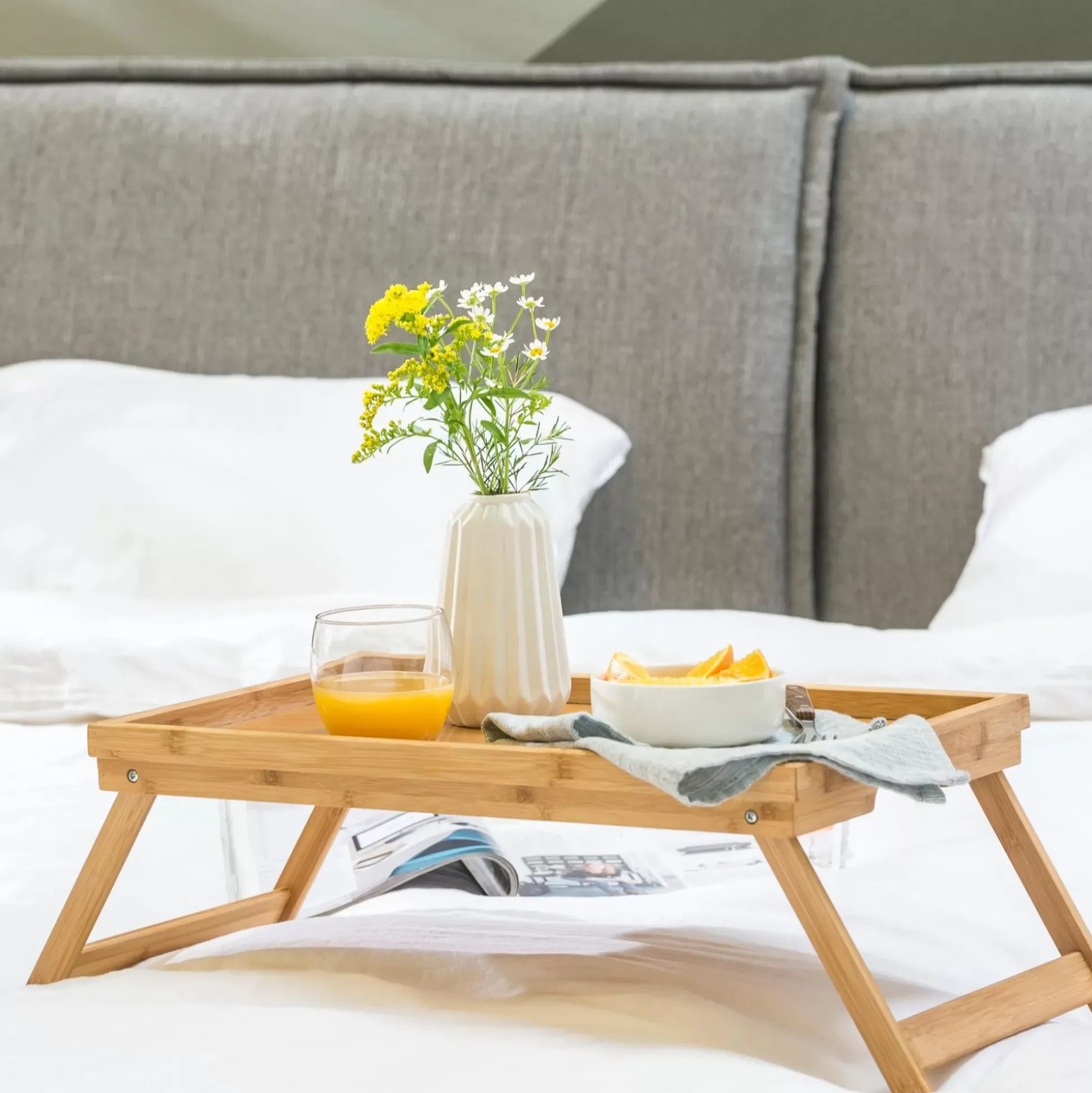 New Bamboo Bandeja De Cama Natural
