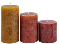 Rustic Velas Juego De 3 Marron, Rojo, Verde