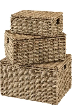 Seagrass Cesta Almacenaje L Con Tapa Natural