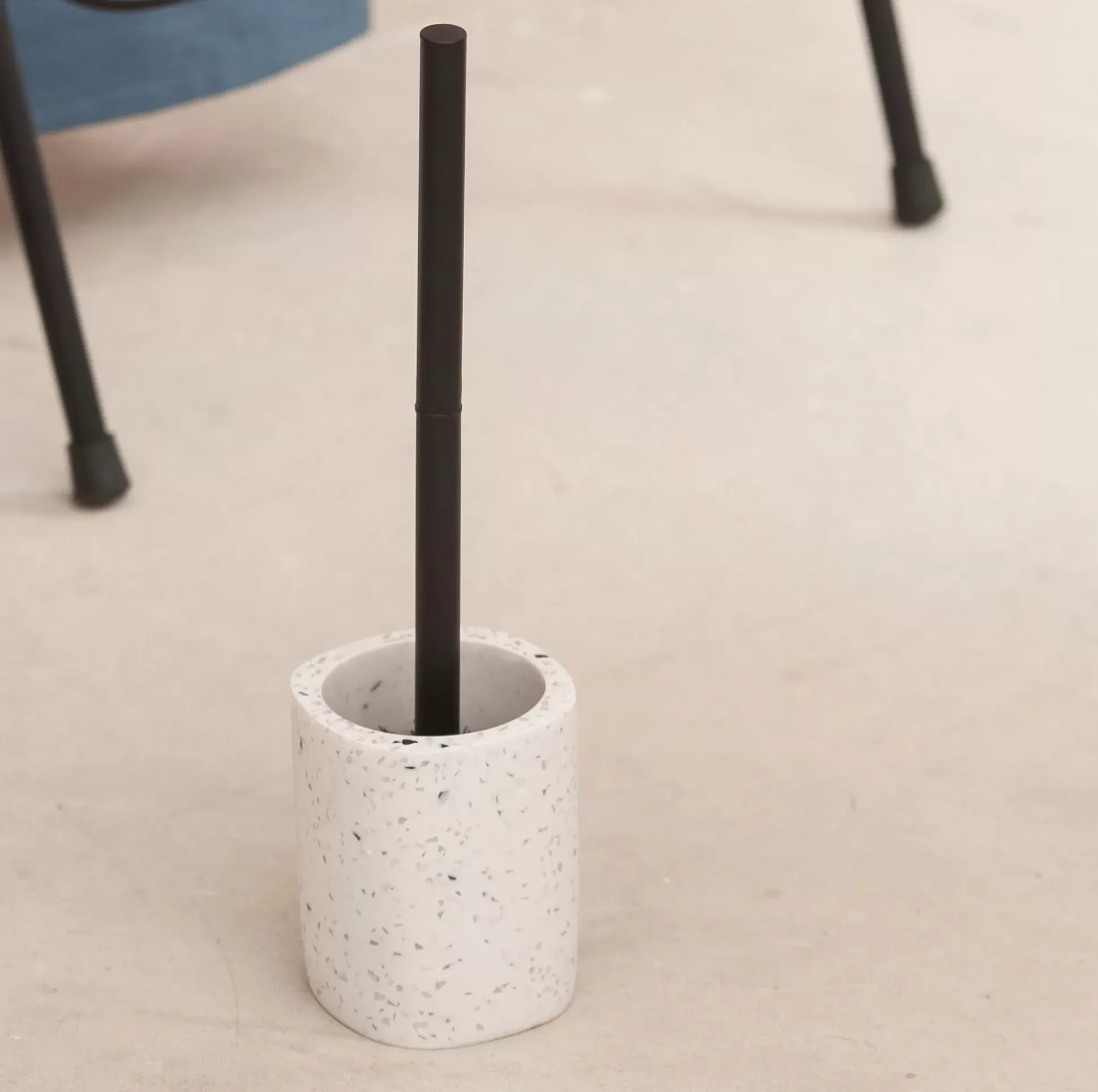 Terrazzo Cepillo Wc En Soporte Blanco
