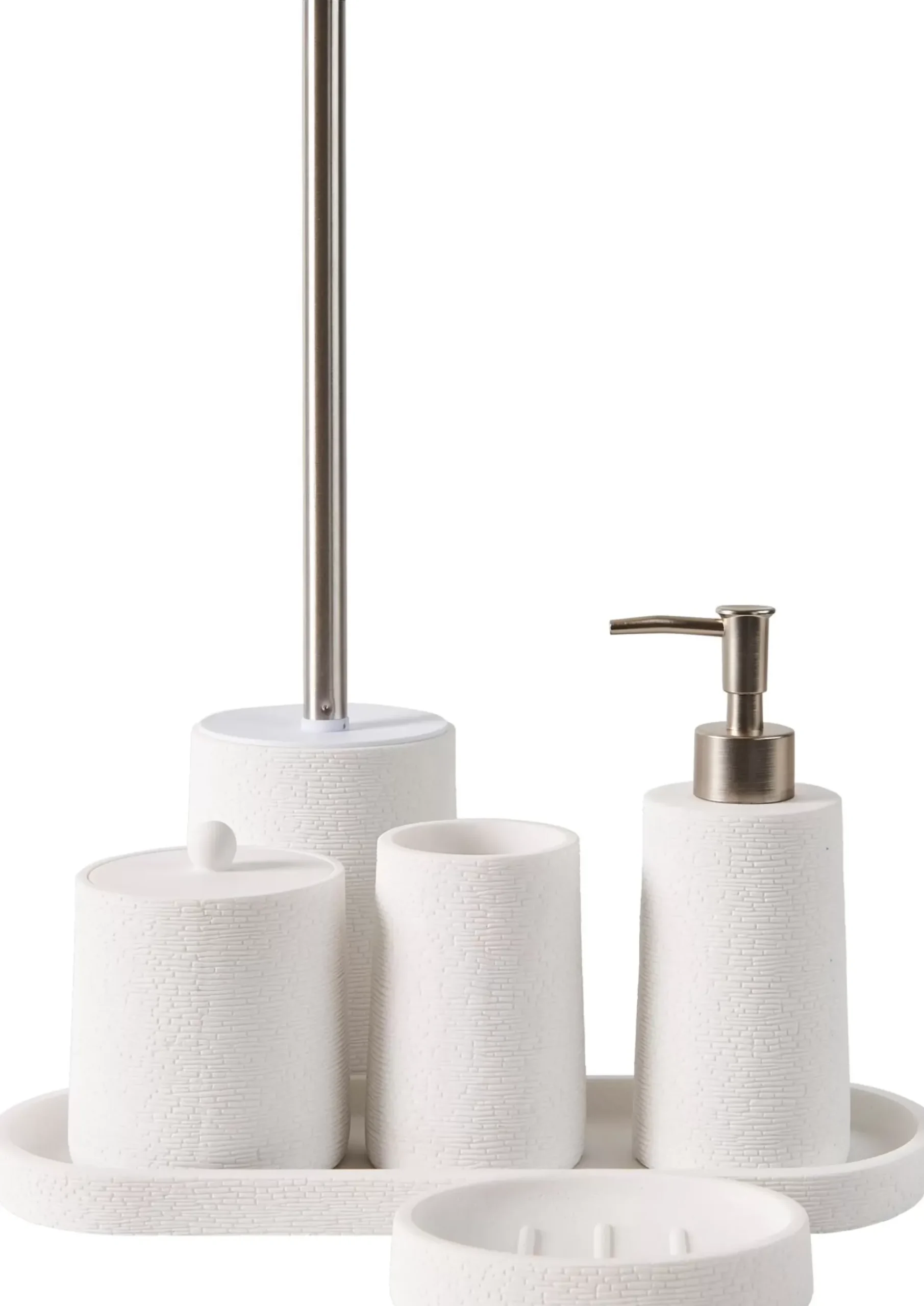 White Elegance Dispensador De Jabon Blanco, Plateado